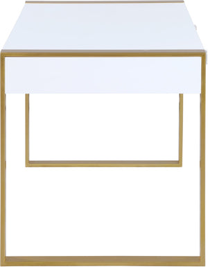 Victoria Acrylic / Engineered Wood / Iron Contemporary White / Gold Desk/Console - 51.5" W x 27.5" D x 30" H