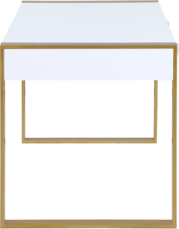 Victoria Acrylic / Engineered Wood / Iron Contemporary White / Gold Desk/Console - 51.5" W x 27.5" D x 30" H