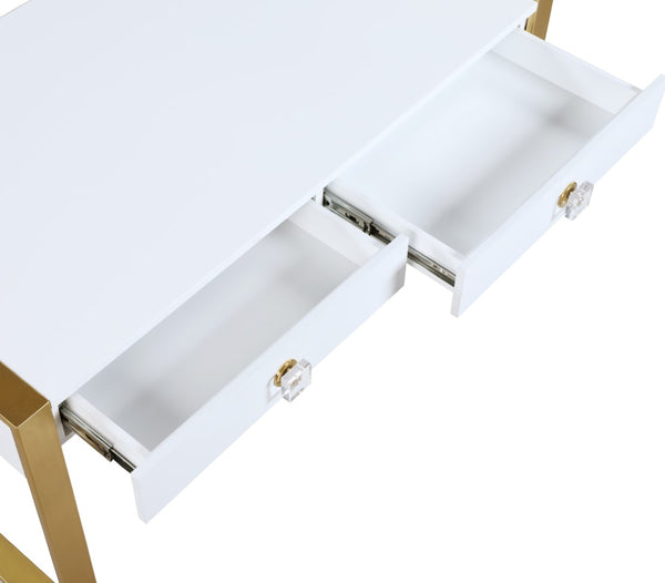 Victoria Acrylic / Engineered Wood / Iron Contemporary White / Gold Desk/Console - 51.5" W x 27.5" D x 30" H