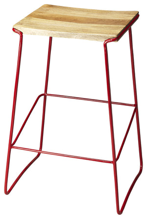 Butler Specialty Parrish Wood & Red Metal Bar Stool 4271293