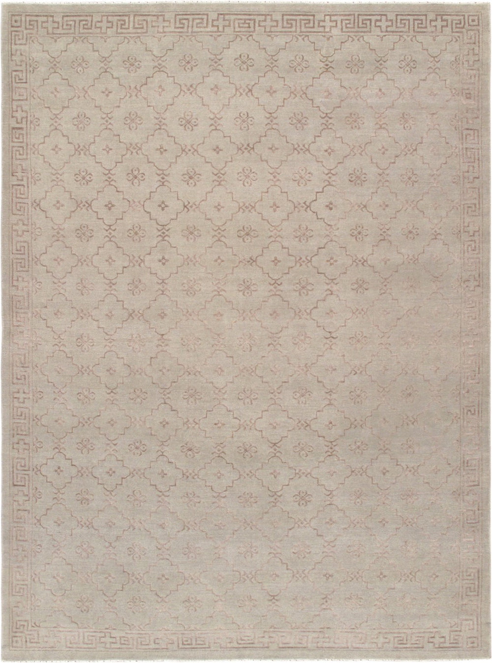 Pasargad Azerbaijan Collection Hand-Knotted Silk & Wool Area Rug , Grey PARP-34 GREY 9X12-PASARGAD