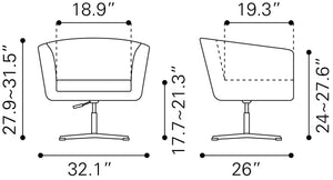 Zuo Modern Wilshire 100% Polyurethane, Plywood, Steel Modern Commercial Grade Occasional Chair White 100% Polyurethane, Plywood, Steel