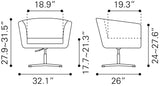 Zuo Modern Wilshire 100% Polyurethane, Plywood, Steel Modern Commercial Grade Occasional Chair White 100% Polyurethane, Plywood, Steel