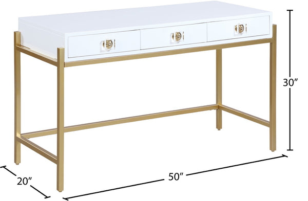 Abigail Acrylic / Engineered Wood / Iron Contemporary White / Gold Desk/Console - 50" W x 20" D x 30" H