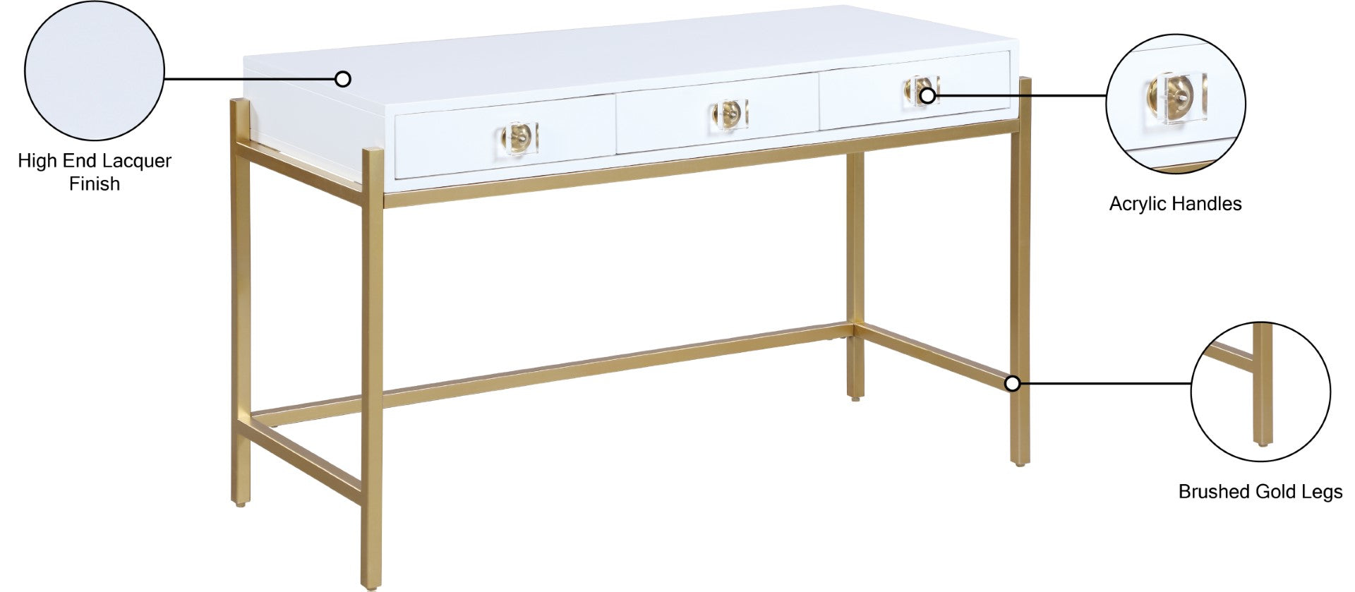 Abigail Acrylic Contemporary Desk/Console - Thumbnail 5
