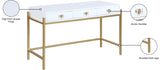 Abigail Acrylic / Engineered Wood / Iron Contemporary White / Gold Desk/Console - 50" W x 20" D x 30" H