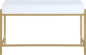 Abigail Acrylic / Engineered Wood / Iron Contemporary White / Gold Desk/Console - 50" W x 20" D x 30" H