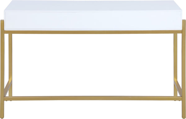 Abigail Acrylic / Engineered Wood / Iron Contemporary White / Gold Desk/Console - 50" W x 20" D x 30" H