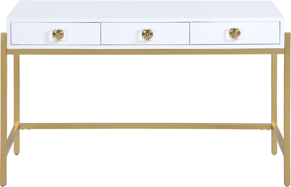Abigail Acrylic / Engineered Wood / Iron Contemporary White / Gold Desk/Console - 50" W x 20" D x 30" H