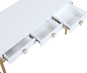 Abigail Acrylic / Engineered Wood / Iron Contemporary White / Gold Desk/Console - 50" W x 20" D x 30" H