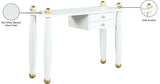 Etro Engineered Wood / Metal Contemporary White / Gold Desk/Console - 48" W x 16" D x 30" H