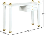 Etro Engineered Wood / Metal Contemporary White / Gold Desk/Console - 48" W x 16" D x 30" H