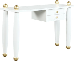 Etro Engineered Wood / Metal Contemporary White / Gold Desk/Console - 48" W x 16" D x 30" H