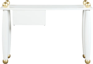 Etro Engineered Wood / Metal Contemporary White / Gold Desk/Console - 48" W x 16" D x 30" H