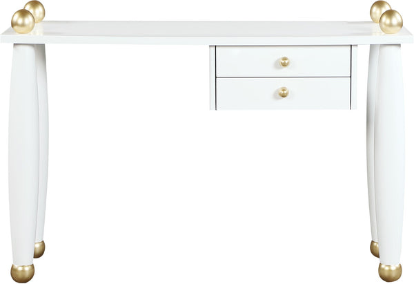 Etro Engineered Wood / Metal Contemporary White / Gold Desk/Console - 48" W x 16" D x 30" H