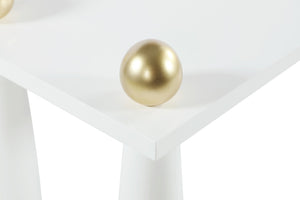 Etro Engineered Wood / Metal Contemporary White / Gold Desk/Console - 48" W x 16" D x 30" H