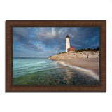 36" White Light House with Ocean 2 Framed