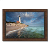 42" White Light House with Ocean 4 Framed