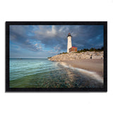 46" White Light House with Ocean 5 Framed