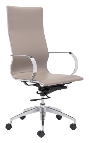 Zuo Modern Glider 100% Polyurethane, Plywood, Steel, Aluminum Alloy Modern Commercial Grade High Back Office Chair Taupe, Silver 100% Polyurethane, Plywood, Steel, Aluminum Alloy