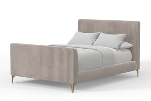 Alpine Furniture Zaldy Standard King Platform Bed 9679EK Light Grey with Gold Legs Velour Polyester Fabric with Metal Legs 81 x 90.5 x 48