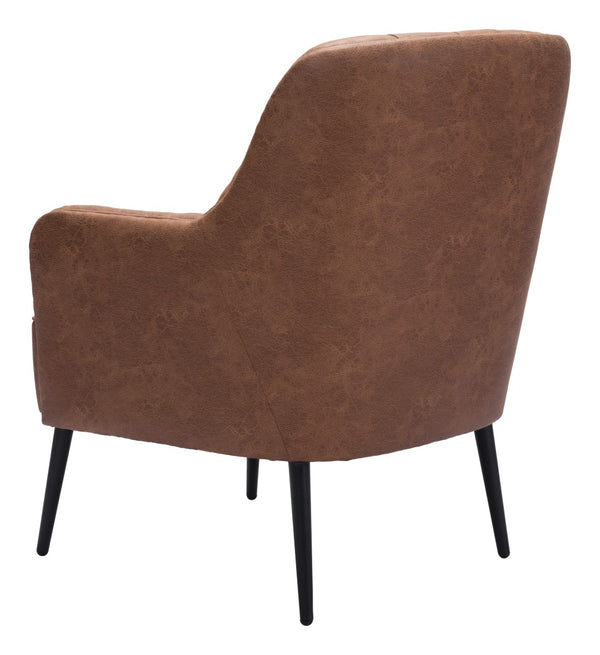 Zuo Modern Tasmania 100% Polyester, Plywood, Steel Modern Commercial Grade Accent Chair Vintage Brown, Black 100% Polyester, Plywood, Steel