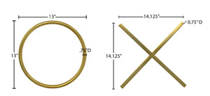 XOXO Stainless Steel Contemporary Gold Stainless Steel Wall Decor - 14.125" W x .75" D x 14.125" H / 13" W x .75" D x 13" H