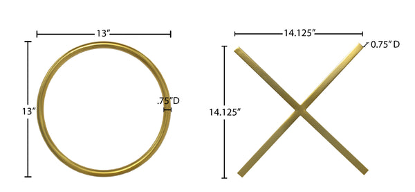 XOXO Stainless Steel Contemporary Gold Stainless Steel Wall Decor - 14.125" W x .75" D x 14.125" H / 13" W x .75" D x 13" H