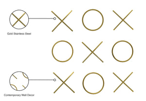 XOXO Stainless Steel Contemporary Gold Stainless Steel Wall Decor - 14.125" W x .75" D x 14.125" H / 13" W x .75" D x 13" H