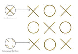 XOXO Stainless Steel Contemporary Gold Stainless Steel Wall Decor - 14.125" W x .75" D x 14.125" H / 13" W x .75" D x 13" H