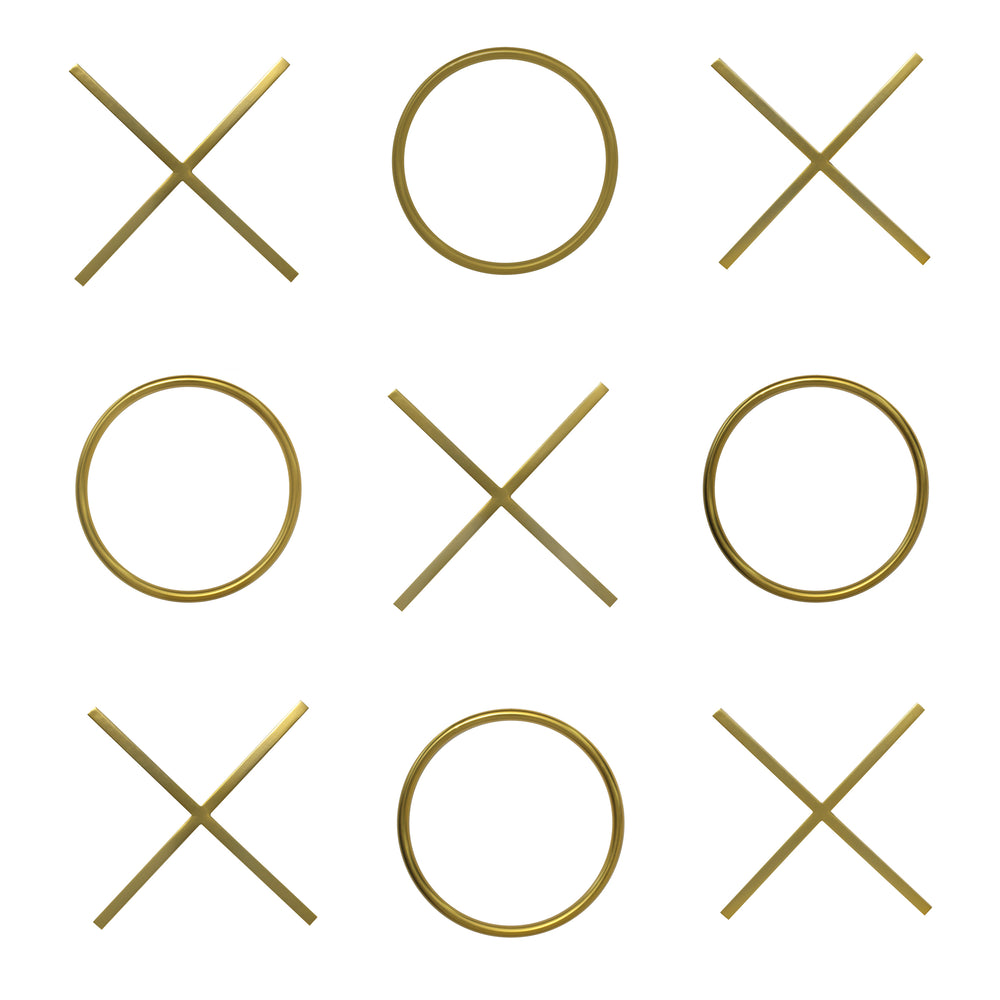 XOXO Stainless Steel Contemporary Gold Stainless Steel Wall Decor - 14.125" W x .75" D x 14.125" H / 13" W x .75" D x 13" H