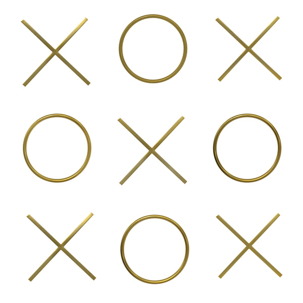 XOXO Stainless Steel Contemporary Gold Stainless Steel Wall Decor - 14.125" W x .75" D x 14.125" H / 13" W x .75" D x 13" H