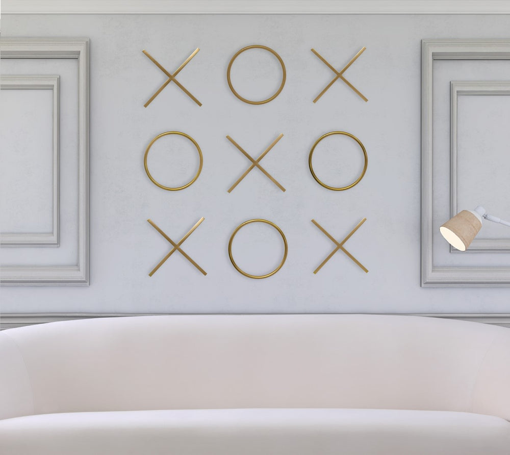 XOXO Stainless Steel Contemporary Gold Stainless Steel Wall Decor - 14.125" W x .75" D x 14.125" H / 13" W x .75" D x 13" H