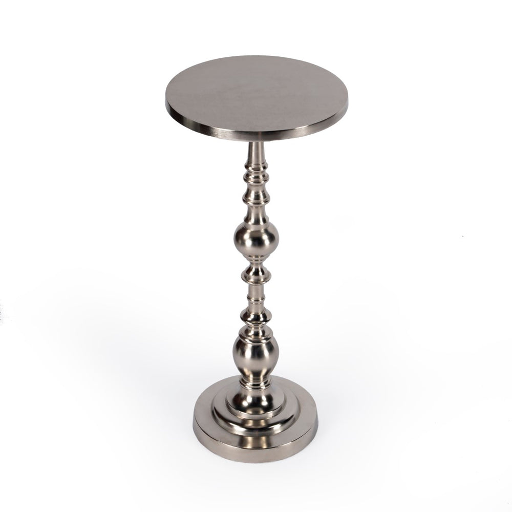 Butler Specialty Darien Round Nickel Pedestal End Table 4324220