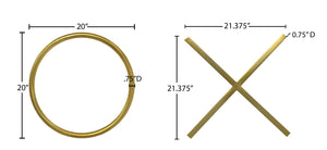 XOXO Stainless Steel Contemporary Gold Stainless Steel Wall Decor - 21.375" W x .75" D x 21.375" H / 20" W x .75" D x 20" H