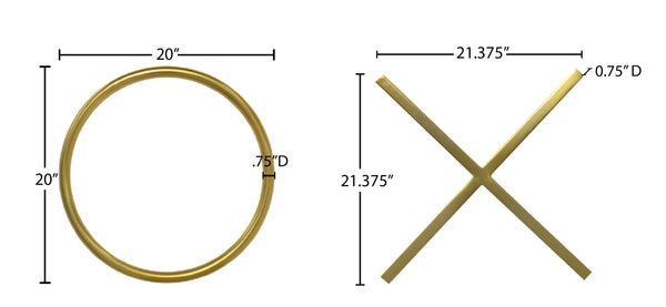 XOXO Stainless Steel Contemporary Gold Stainless Steel Wall Decor - 21.375" W x .75" D x 21.375" H / 20" W x .75" D x 20" H