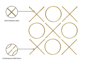XOXO Stainless Steel Contemporary Gold Stainless Steel Wall Decor - 21.375" W x .75" D x 21.375" H / 20" W x .75" D x 20" H