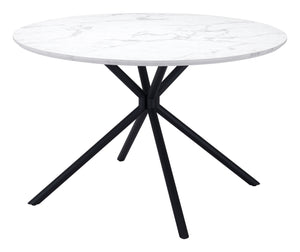 Zuo Modern Amiens MDF, Steel Modern Commercial Grade Dining Table White, Black MDF, Steel