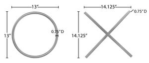 XOXO Stainless Steel Contemporary Chrome Stainless Steel Wall Decor - 14.125" W x .75" D x 14.125" H / 13" W x .75" D x 13" H