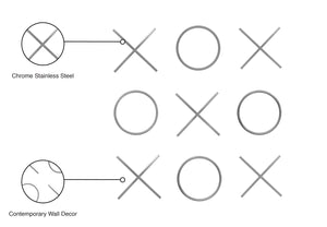 XOXO Stainless Steel Contemporary Chrome Stainless Steel Wall Decor - 14.125" W x .75" D x 14.125" H / 13" W x .75" D x 13" H