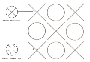 XOXO Stainless Steel Contemporary Chrome Stainless Steel Wall Decor - 21.375" W x .75" D x 21.375" H / 20" W x .75" D x 20" H
