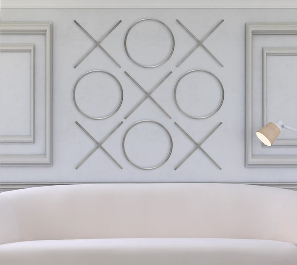 XOXO Stainless Steel Contemporary Chrome Stainless Steel Wall Decor - 21.375" W x .75" D x 21.375" H / 20" W x .75" D x 20" H