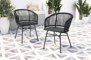 Zuo Modern Zaragoza Steel, Polyethylene Modern Commercial Grade Dining Chair Set - Set of 2 Black Steel, Polyethylene