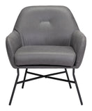 Zuo Modern Hans 100% Polyurethane, Plywood, Steel Modern Commercial Grade Accent Chair Vintage Gray, Black 100% Polyurethane, Plywood, Steel