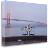 Rectangle Foggy Night Bistro Café Golden Gate Bridge 1 Giclee Wrap Canvas Wall Art