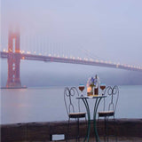 Rectangle Foggy Night Bistro Café Golden Gate Bridge 2 Giclee Wrap Canvas Wall Art