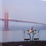 Rectangle Foggy Night Bistro Café Golden Gate Bridge 3 Giclee Wrap Canvas Wall Art