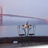 Rectangle Foggy Night Bistro Café Golden Gate Bridge 4 Giclee Wrap Canvas Wall Art