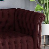 Barneyville Traditional Chesterfield Sofa with Tufted Cushions, Wine and Black Noble House