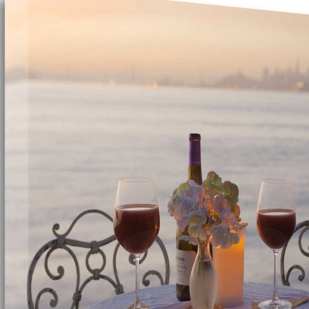 Sunset Wine Night For Two City 2 Giclee Wrap Canvas Wall Art